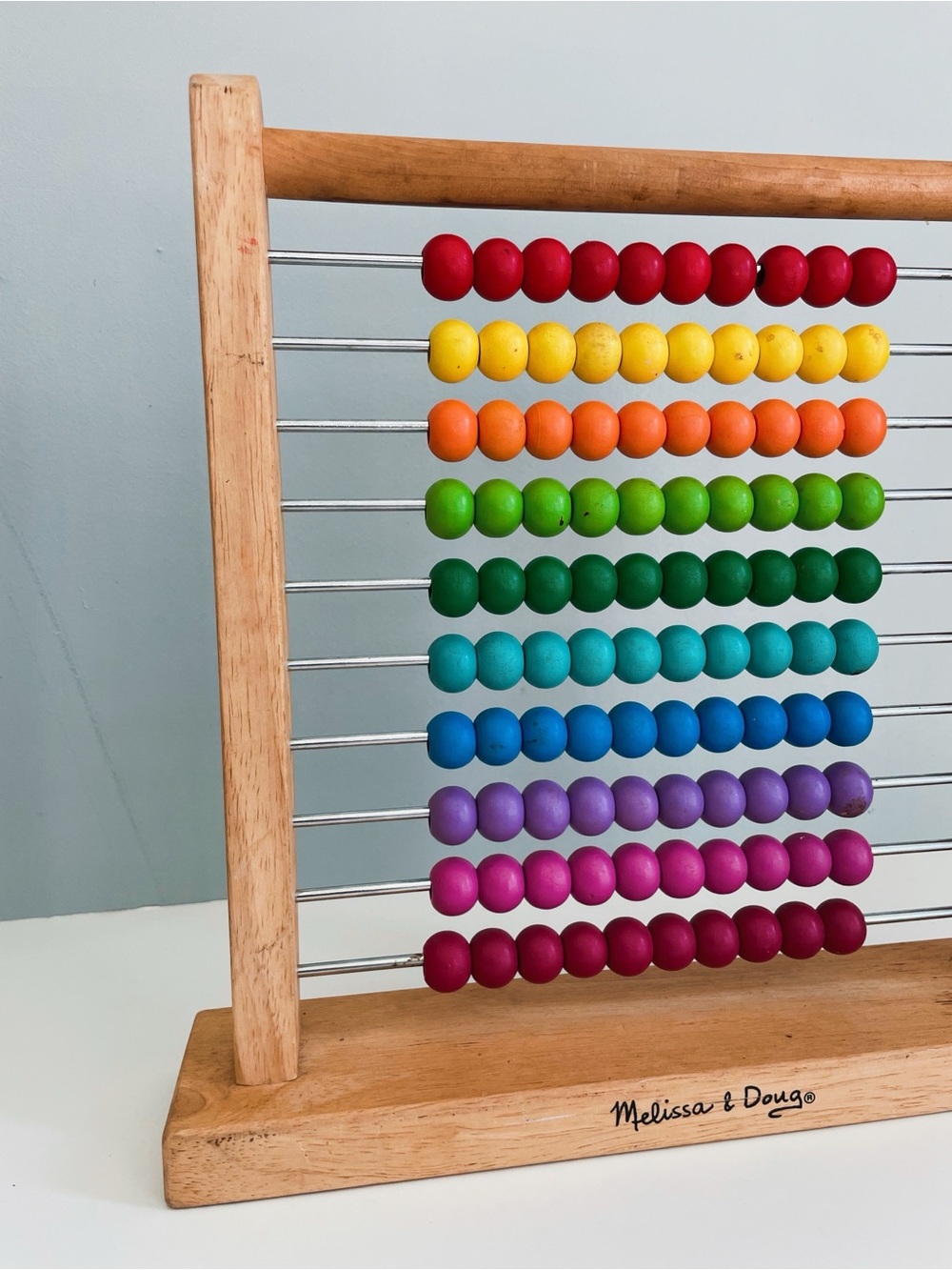Melissa & Doug Colorful Montessori Wooden Abacus Homeschool Bead Counting Toy